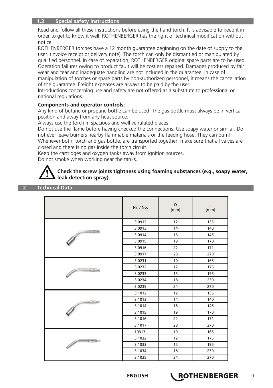 ROTHENBERGER AIRPROP Hartlöt-Set mit Propanregler User Manual | Page 13 / 96