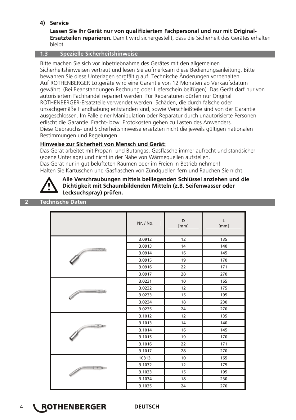 ROTHENBERGER AIRPROP Hartlöt-Set mit Propanregler User Manual | Page 8 / 96