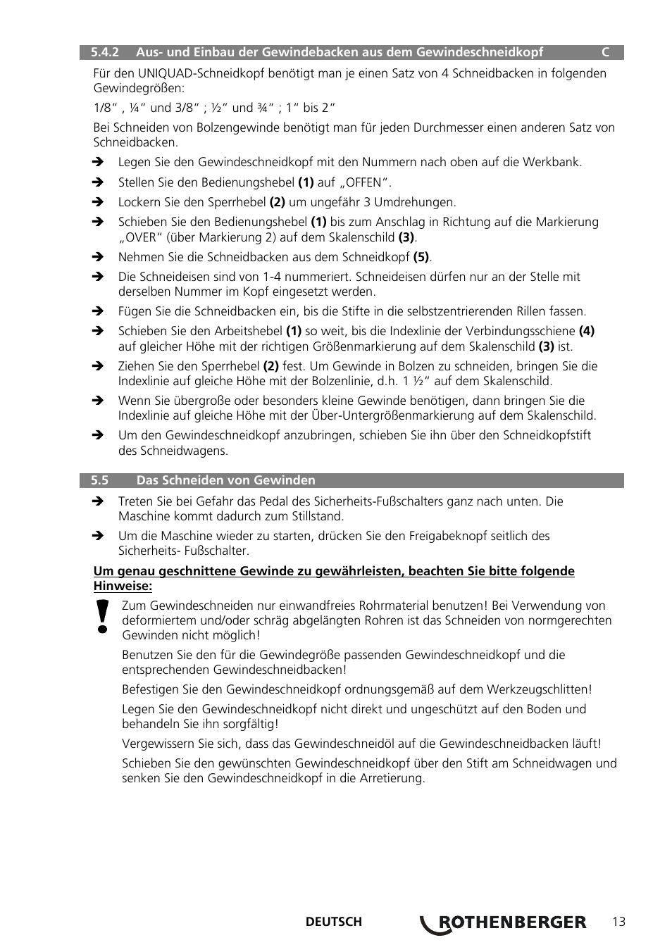 ROTHENBERGER COLLINS CLASSIC 22 A User Manual | Page 15 / 104