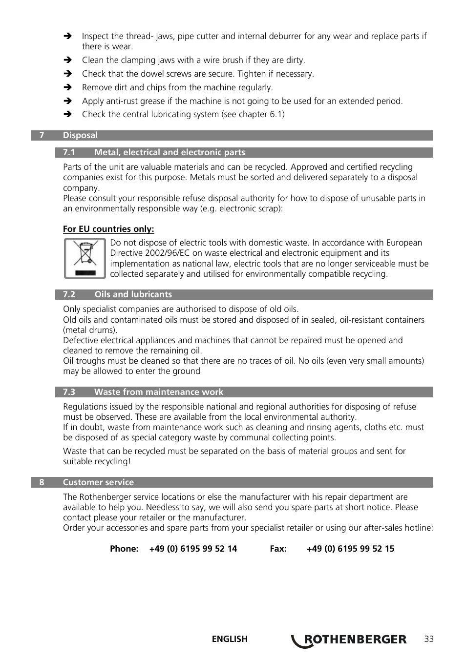 ROTHENBERGER COLLINS CLASSIC 22 A User Manual | Page 35 / 104