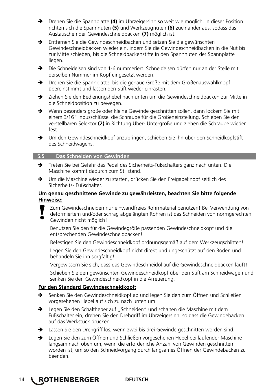 ROTHENBERGER COLLINS RHINO 4 User Manual | Page 16 / 112