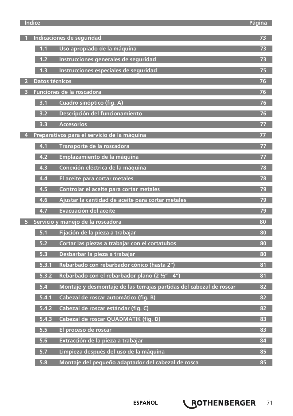 ROTHENBERGER COLLINS RHINO 4 User Manual | Page 73 / 112