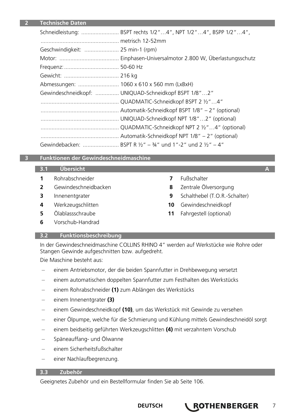 ROTHENBERGER COLLINS RHINO 4 User Manual | Page 9 / 112