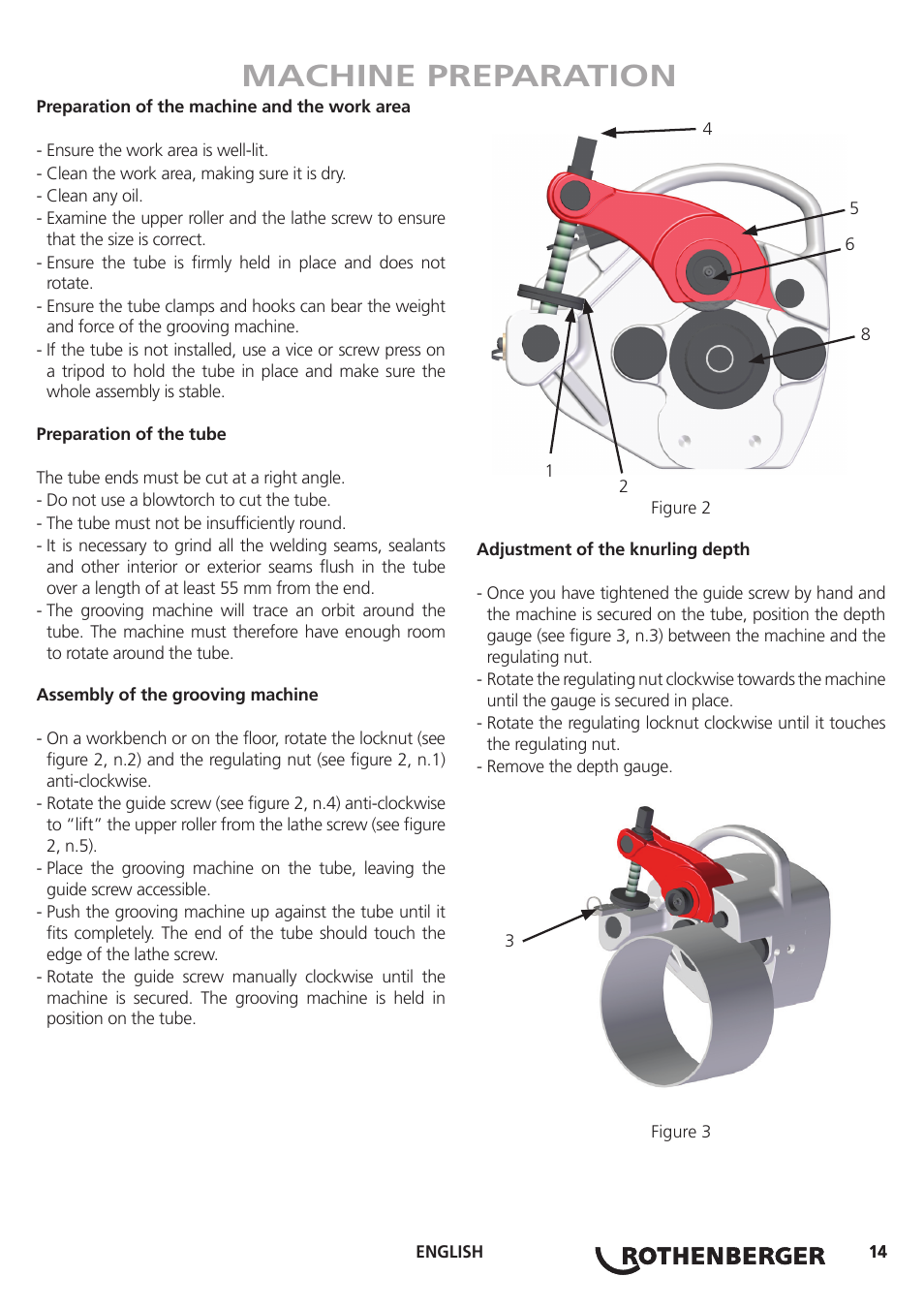 Machine preparation | ROTHENBERGER Hand Roll Groover 1 - 12 User Manual | Page 14 / 60