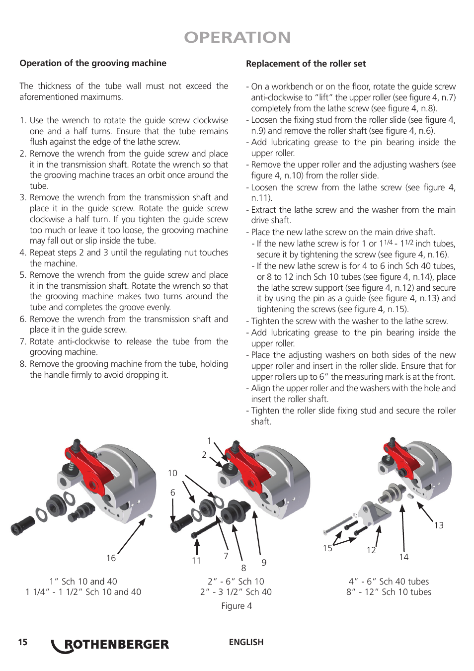 Operation | ROTHENBERGER Hand Roll Groover 1 - 12 User Manual | Page 15 / 60