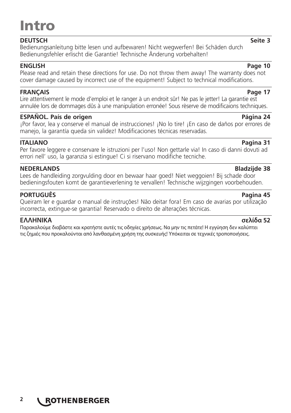 Intro | ROTHENBERGER Hand Roll Groover 1 - 12 User Manual | Page 2 / 60