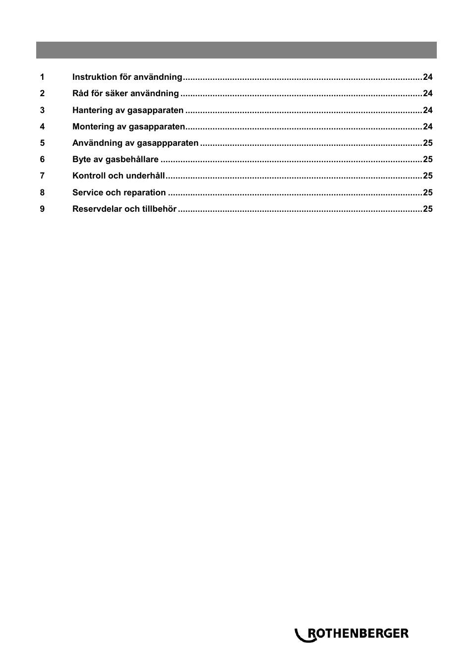 Ba_multi mobile_0614 sv, Innehåll sida | ROTHENBERGER MULTI MOBILE Set User Manual | Page 27 / 40