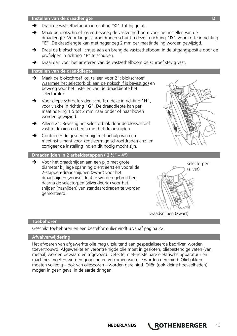 ROTHENBERGER Präzisions-Gewindeschneidköpfe Automatik Schneidköpfe User Manual | Page 15 / 28