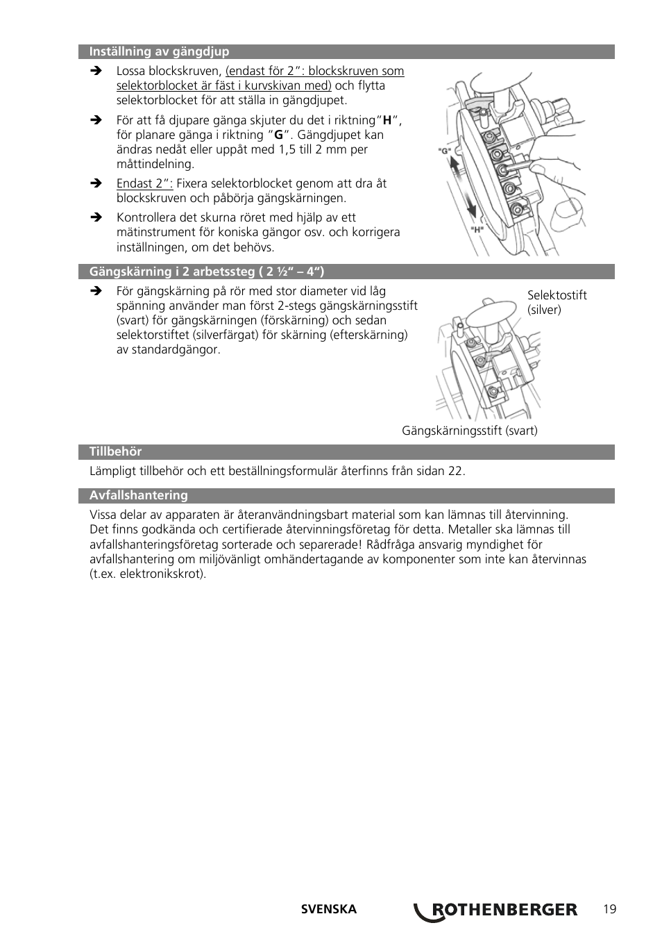 ROTHENBERGER Präzisions-Gewindeschneidköpfe Automatik Schneidköpfe User Manual | Page 21 / 28
