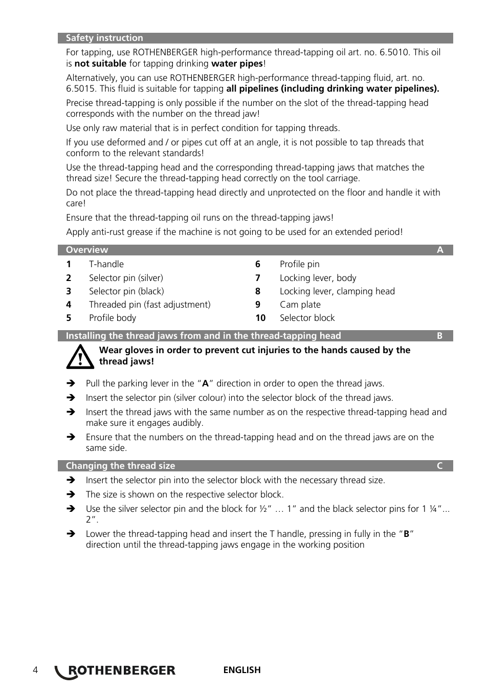ROTHENBERGER Präzisions-Gewindeschneidköpfe Automatik Schneidköpfe User Manual | Page 6 / 28