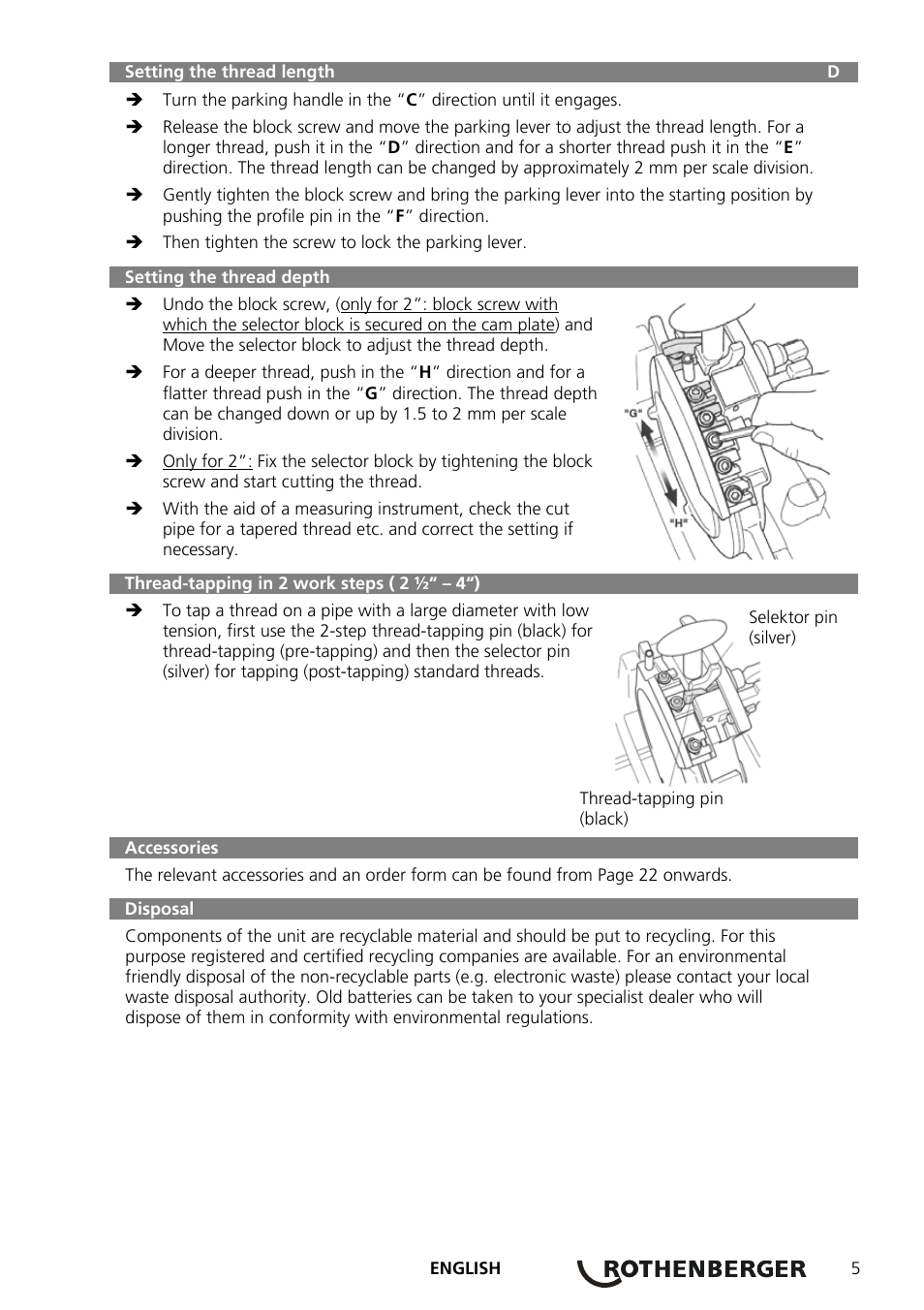 ROTHENBERGER Präzisions-Gewindeschneidköpfe Automatik Schneidköpfe User Manual | Page 7 / 28