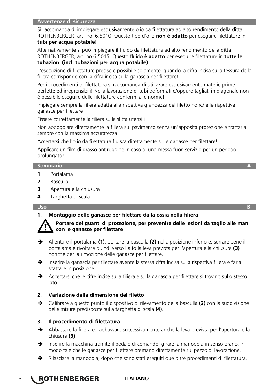 ROTHENBERGER Präzisions-Gewindeschneidköpfe ROTHENBERGER Standard Schneidköpfe User Manual | Page 12 / 32