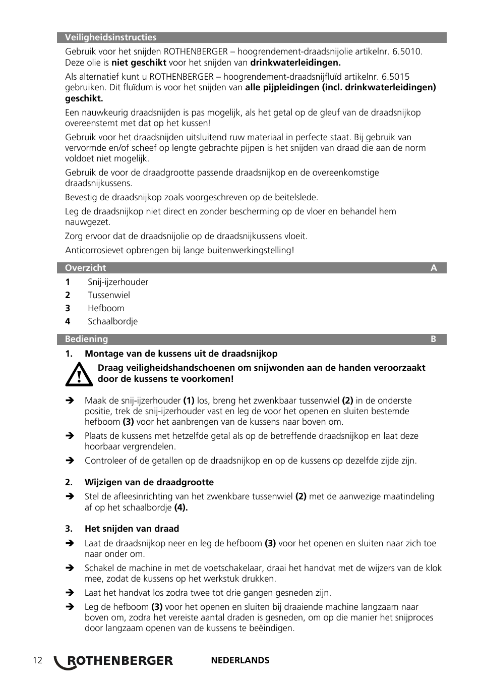 ROTHENBERGER Präzisions-Gewindeschneidköpfe ROTHENBERGER Standard Schneidköpfe User Manual | Page 16 / 32