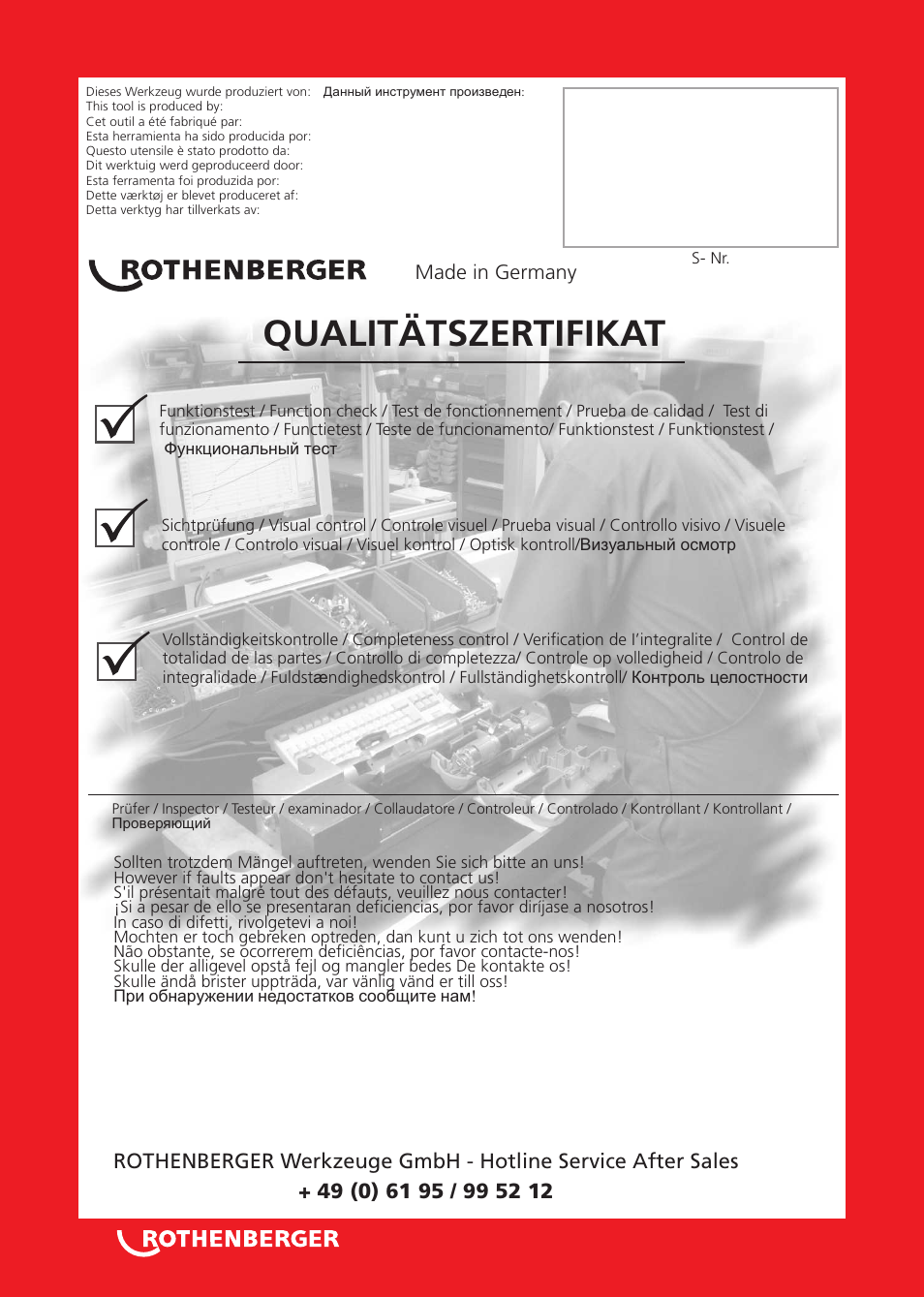 Seite2, Qualitätszertifikat | ROTHENBERGER Präzisions-Gewindeschneidköpfe ROTHENBERGER Standard Schneidköpfe User Manual | Page 2 / 32