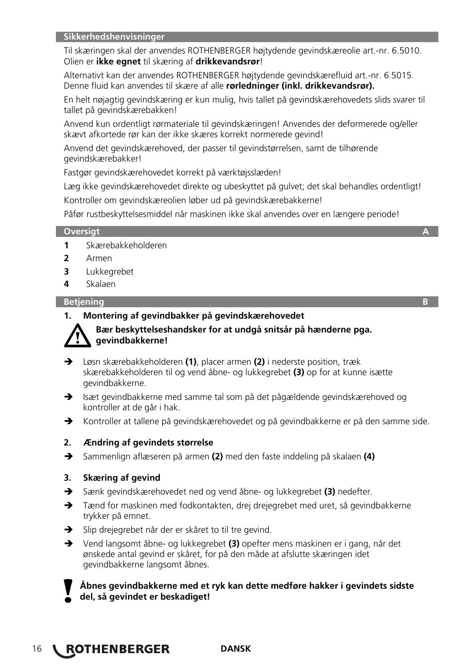 ROTHENBERGER Präzisions-Gewindeschneidköpfe ROTHENBERGER Standard Schneidköpfe User Manual | Page 20 / 32