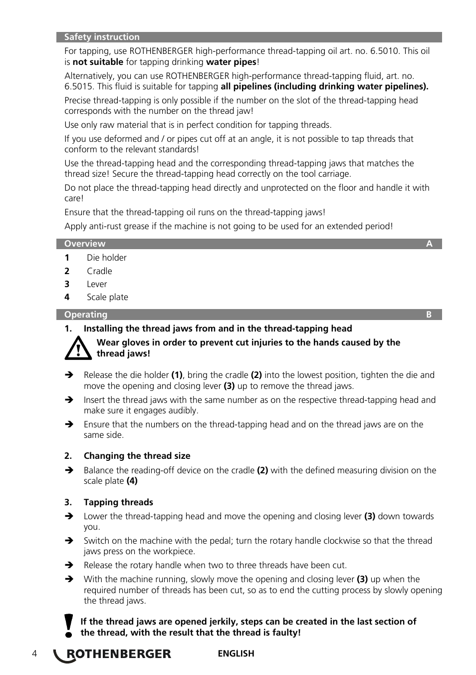 ROTHENBERGER Präzisions-Gewindeschneidköpfe ROTHENBERGER Standard Schneidköpfe User Manual | Page 8 / 32