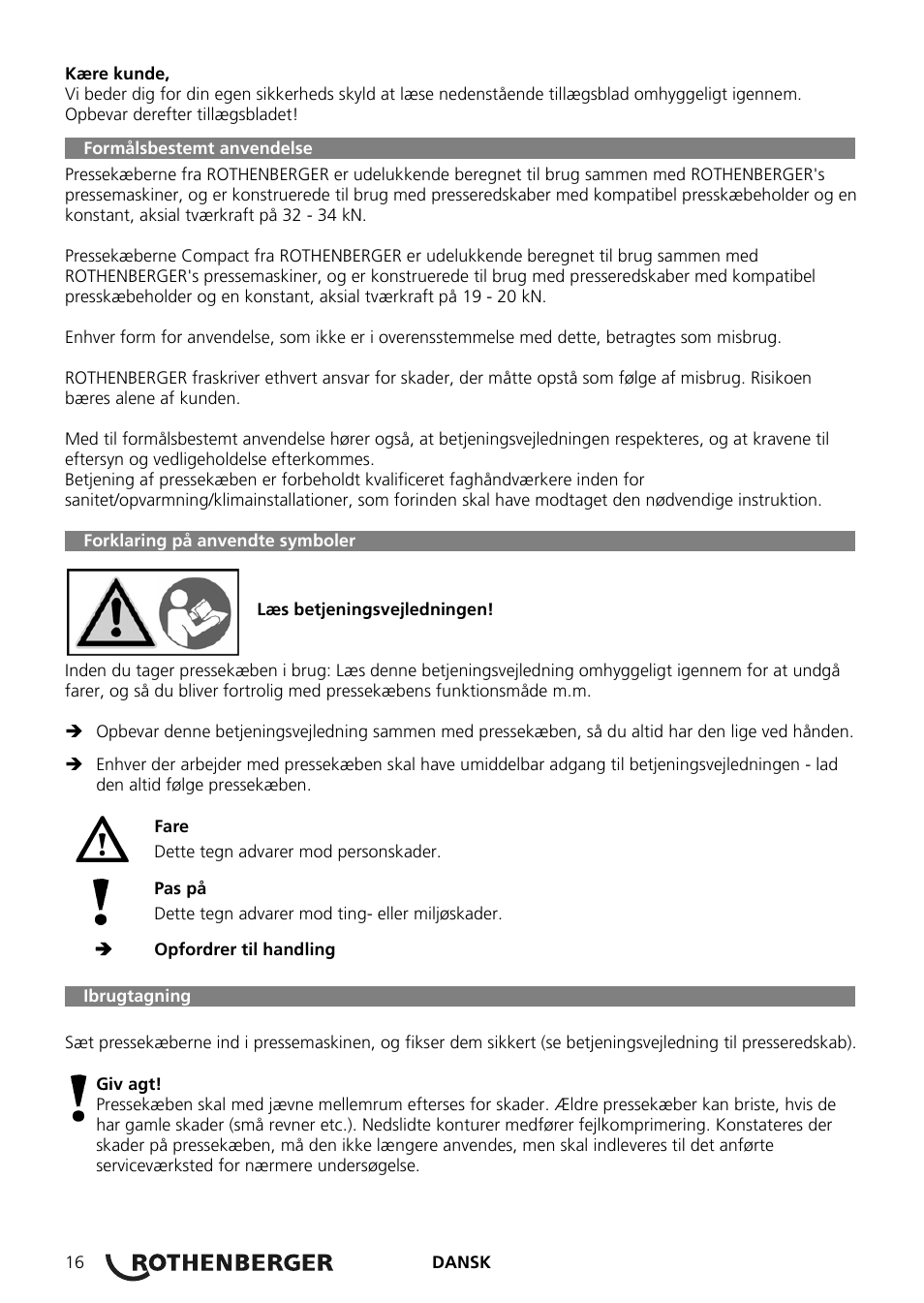 ROTHENBERGER Pressbacken Standard User Manual | Page 16 / 44