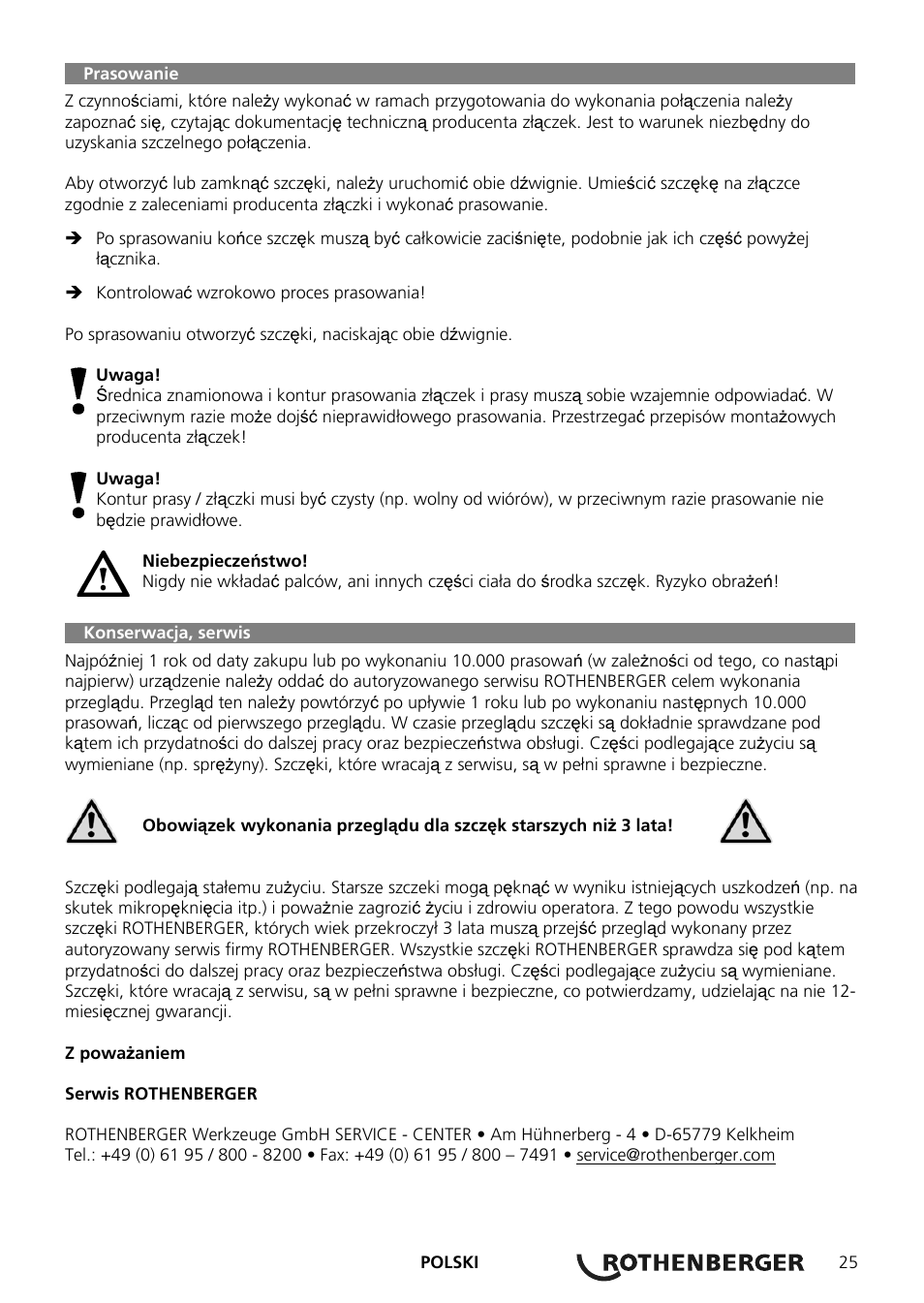 ROTHENBERGER Pressbacken Standard User Manual | Page 25 / 44