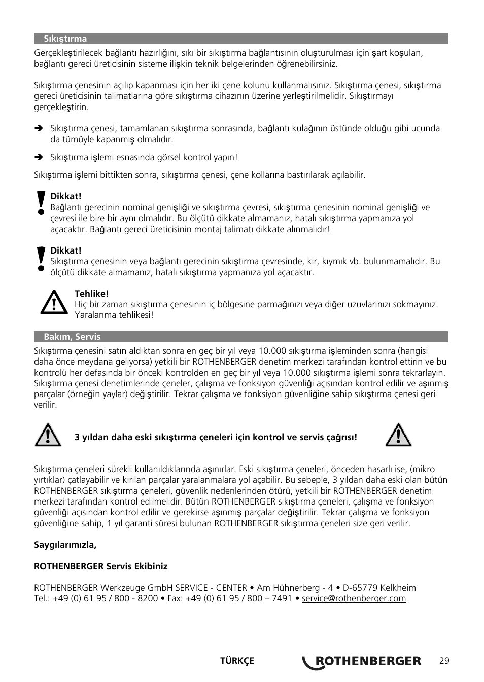 ROTHENBERGER Pressbacken Standard User Manual | Page 29 / 44