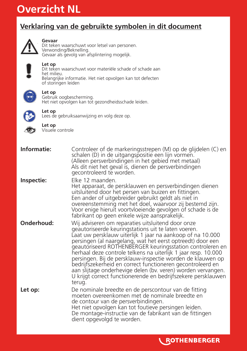 Overzicht nl | ROTHENBERGER Pressschlingen Standard User Manual | Page 9 / 24