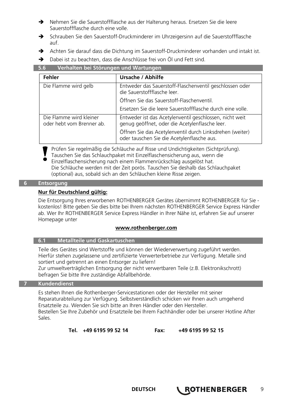 ROTHENBERGER RE 17 Dreigas-Anlage AMS 5/5 User Manual | Page 13 / 80