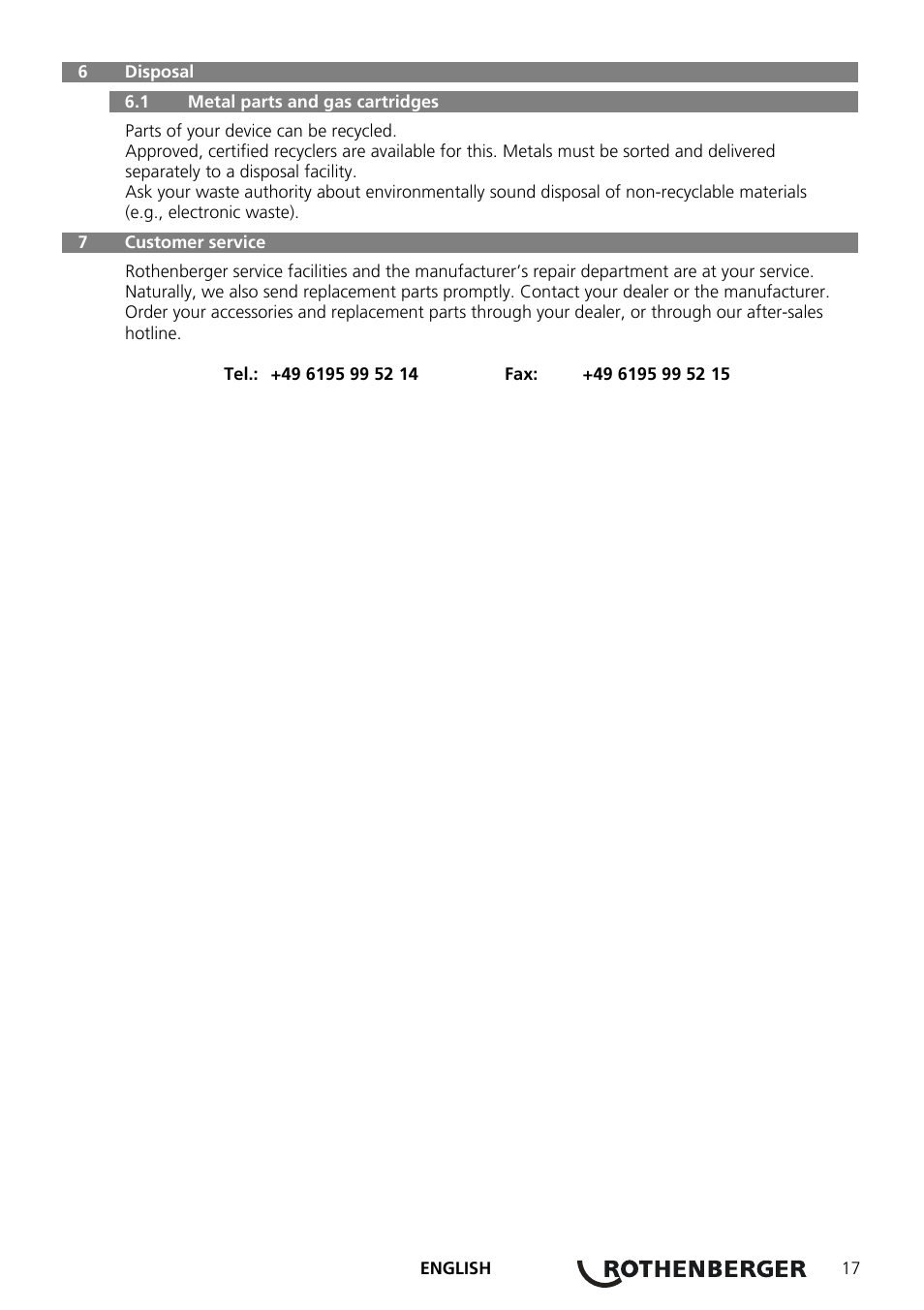 ROTHENBERGER RE 17 Dreigas-Anlage AMS 5/5 User Manual | Page 21 / 80