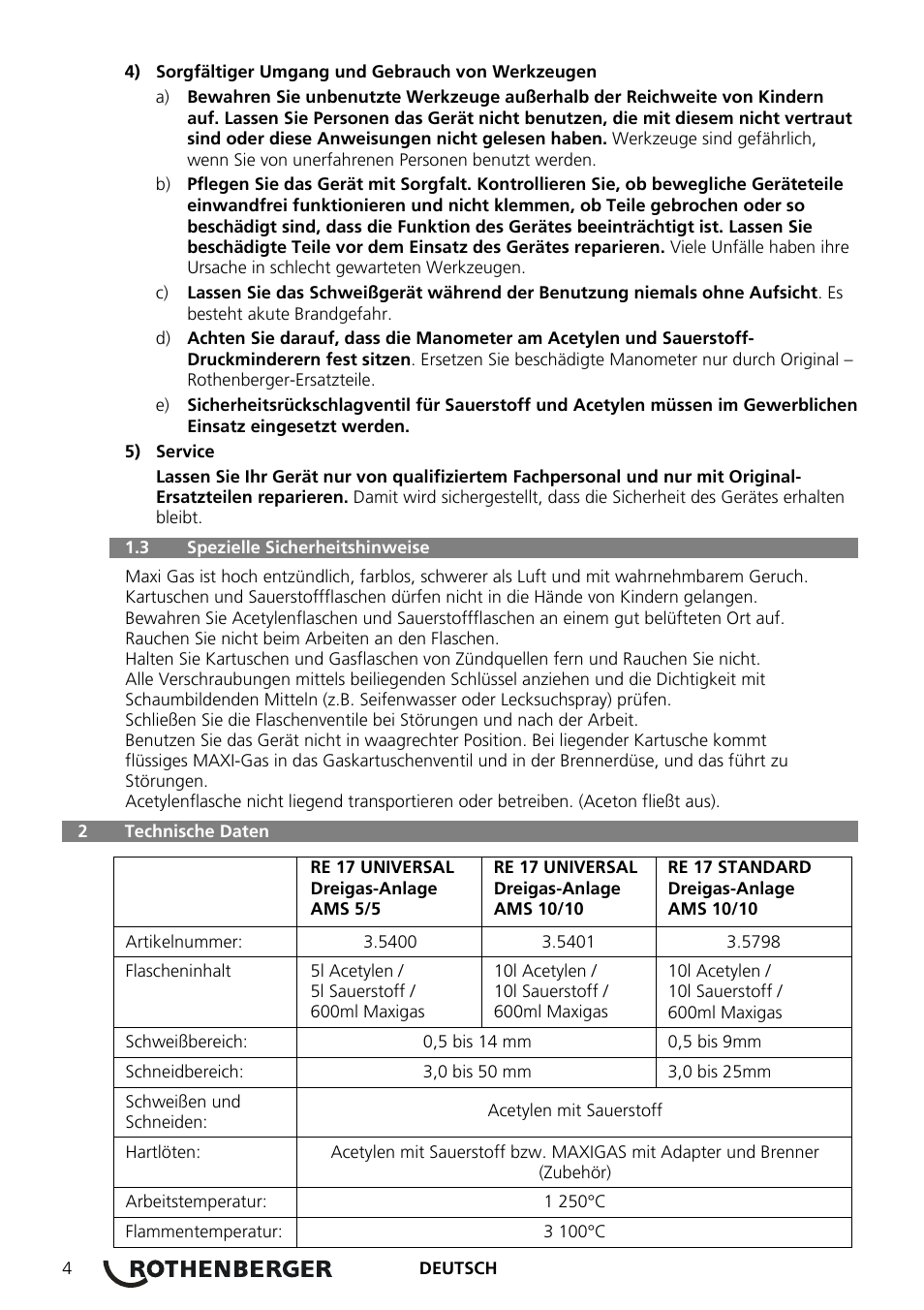 ROTHENBERGER RE 17 Dreigas-Anlage AMS 5/5 User Manual | Page 8 / 80
