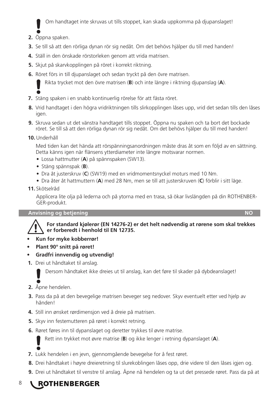 ROTHENBERGER ROFLARE REVOLVER User Manual | Page 12 / 20