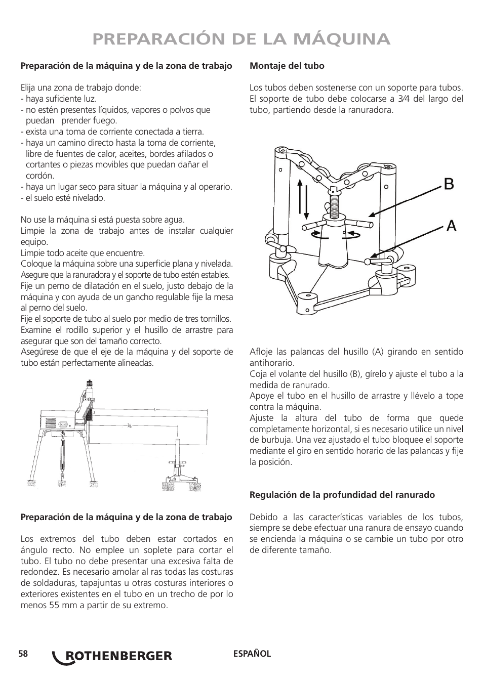 Preparación de la máquina | ROTHENBERGER ROGROOVER 2 - 12 User Manual | Page 59 / 92