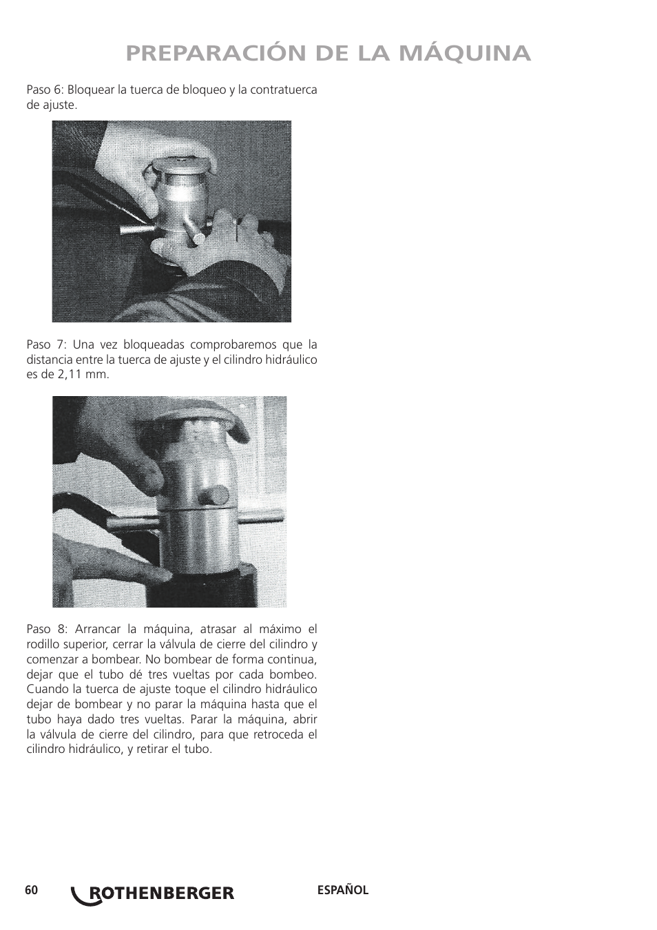 Preparación de la máquina | ROTHENBERGER ROGROOVER 2 - 12 User Manual | Page 61 / 92