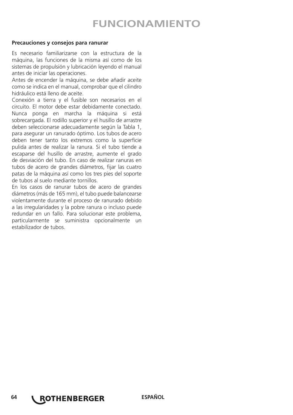 Funcionamiento | ROTHENBERGER ROGROOVER 2 - 12 User Manual | Page 65 / 92