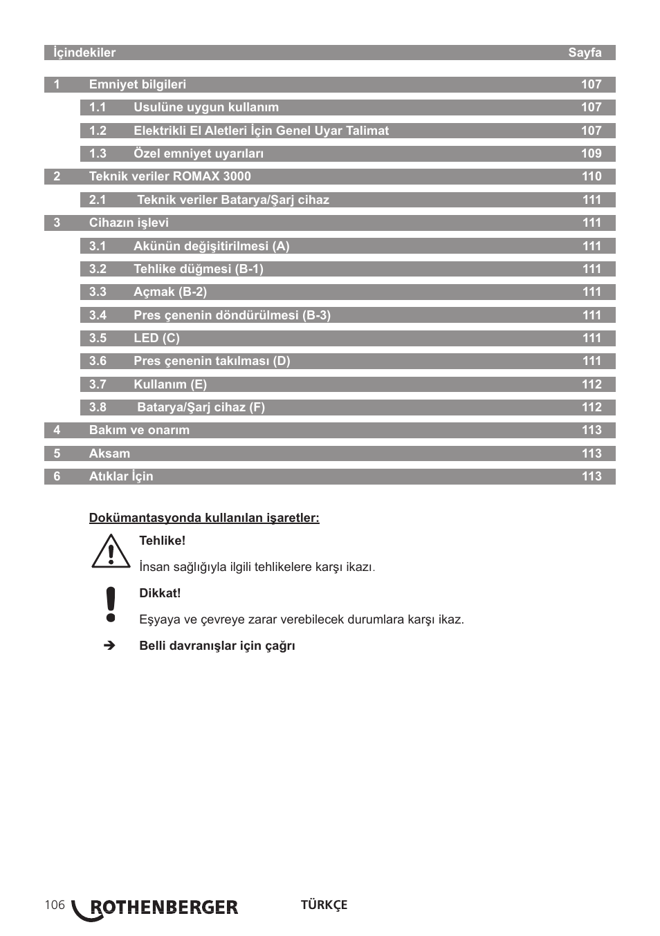 ROTHENBERGER ROMAX 3000 User Manual | Page 112 / 168