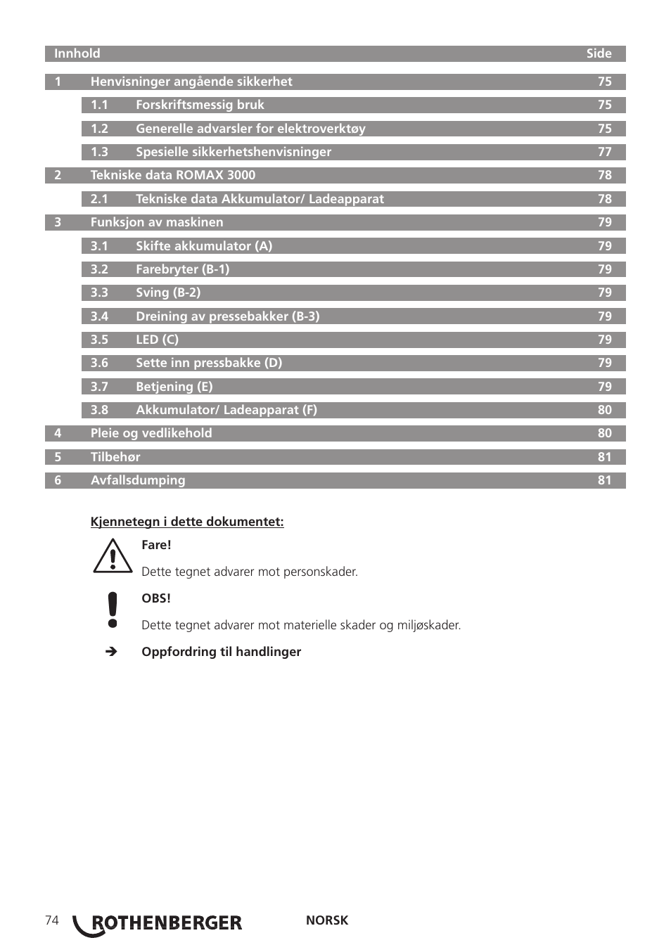 ROTHENBERGER ROMAX 3000 User Manual | Page 80 / 168