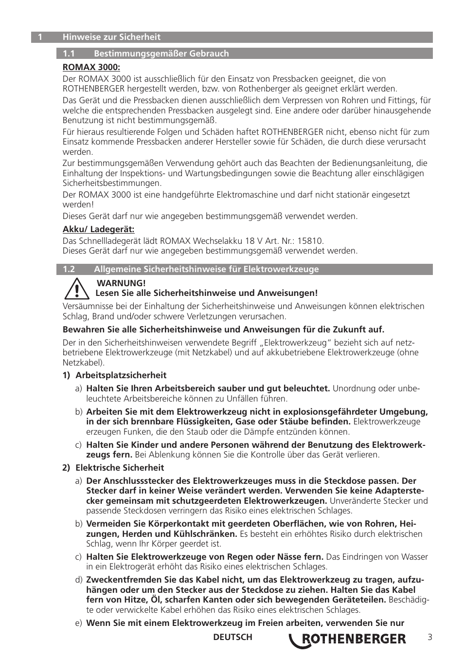 ROTHENBERGER ROMAX 3000 User Manual | Page 9 / 168