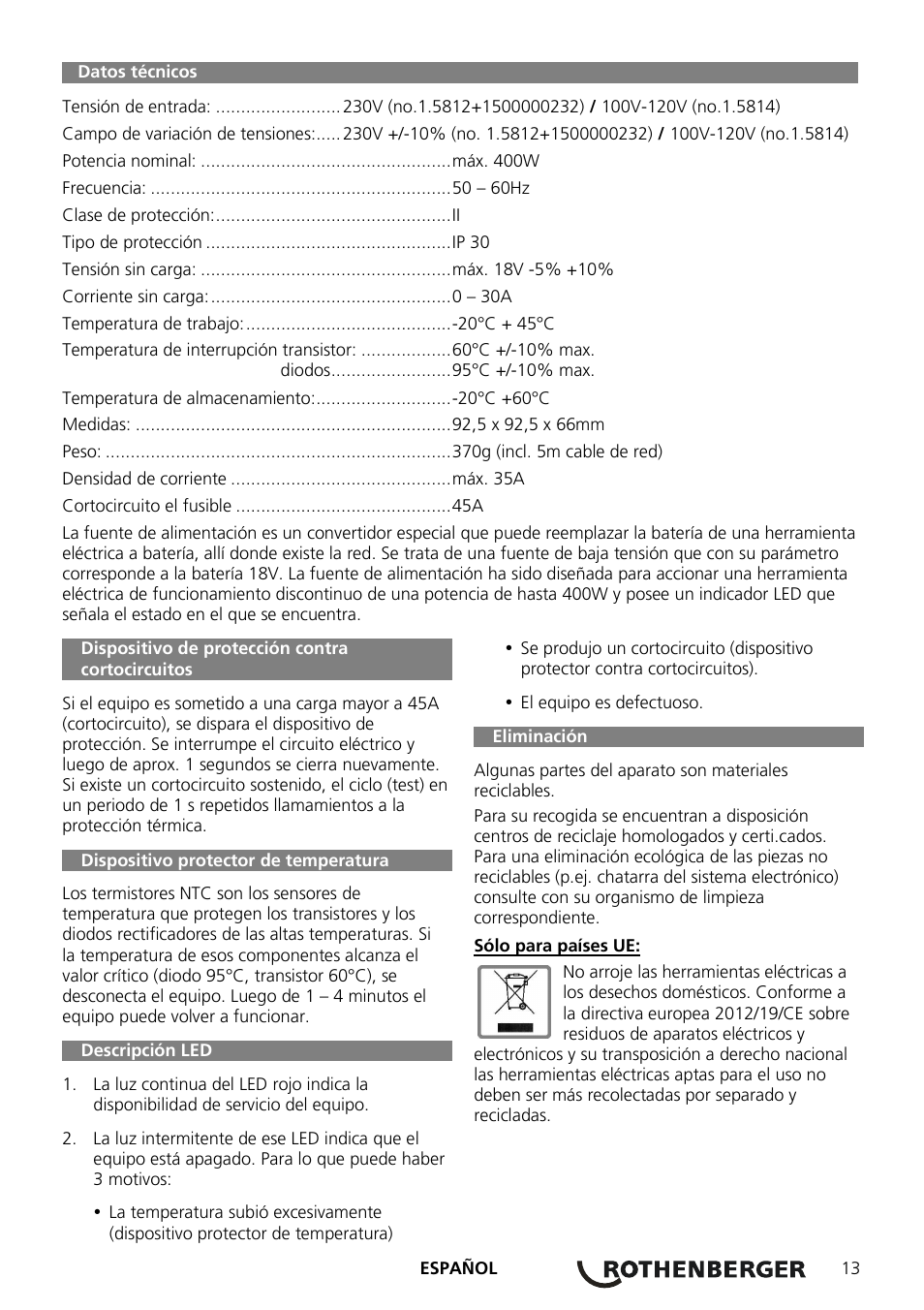 ROTHENBERGER ROMAX 3000 Schaltnetzteil 230 V User Manual | Page 15 / 64