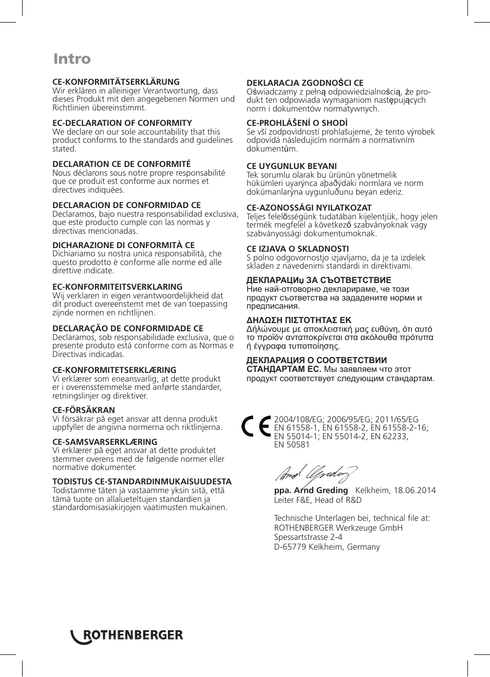 Intro | ROTHENBERGER ROMAX 3000 Schaltnetzteil 230 V User Manual | Page 2 / 64