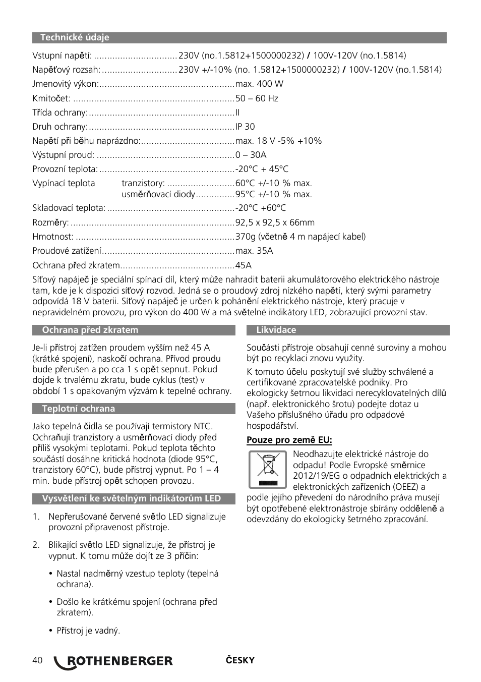 ROTHENBERGER ROMAX 3000 Schaltnetzteil 230 V User Manual | Page 42 / 64