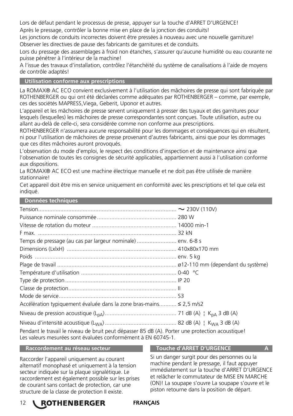 ROTHENBERGER ROMAX AC ECO User Manual | Page 16 / 88