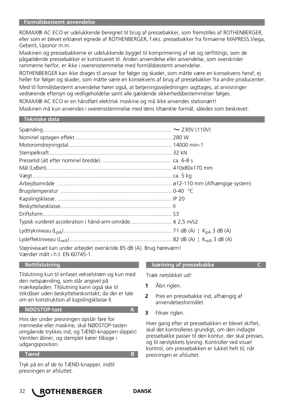 ROTHENBERGER ROMAX AC ECO User Manual | Page 36 / 88