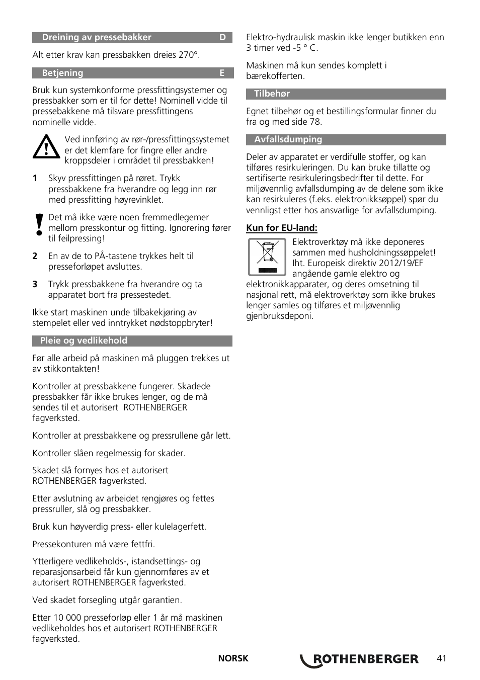 ROTHENBERGER ROMAX AC ECO User Manual | Page 45 / 88