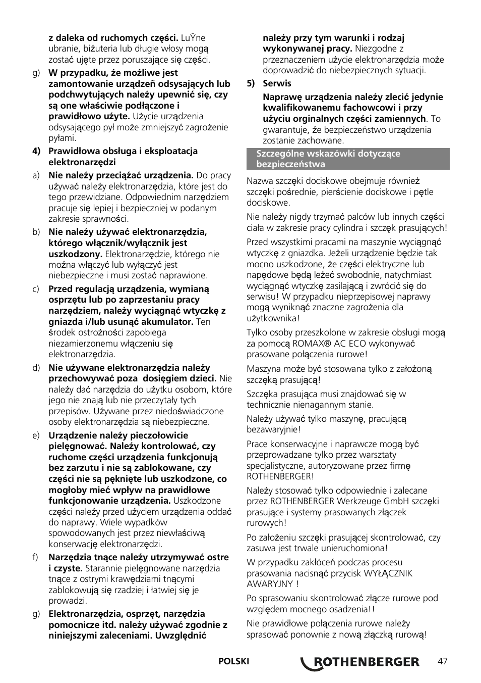 ROTHENBERGER ROMAX AC ECO User Manual | Page 51 / 88