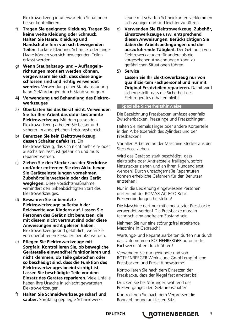 ROTHENBERGER ROMAX AC ECO User Manual | Page 7 / 88