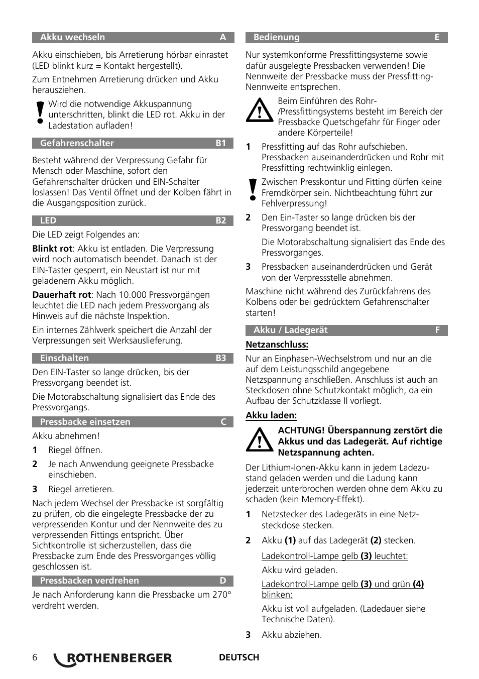 ROTHENBERGER ROMAX Compact User Manual | Page 12 / 132