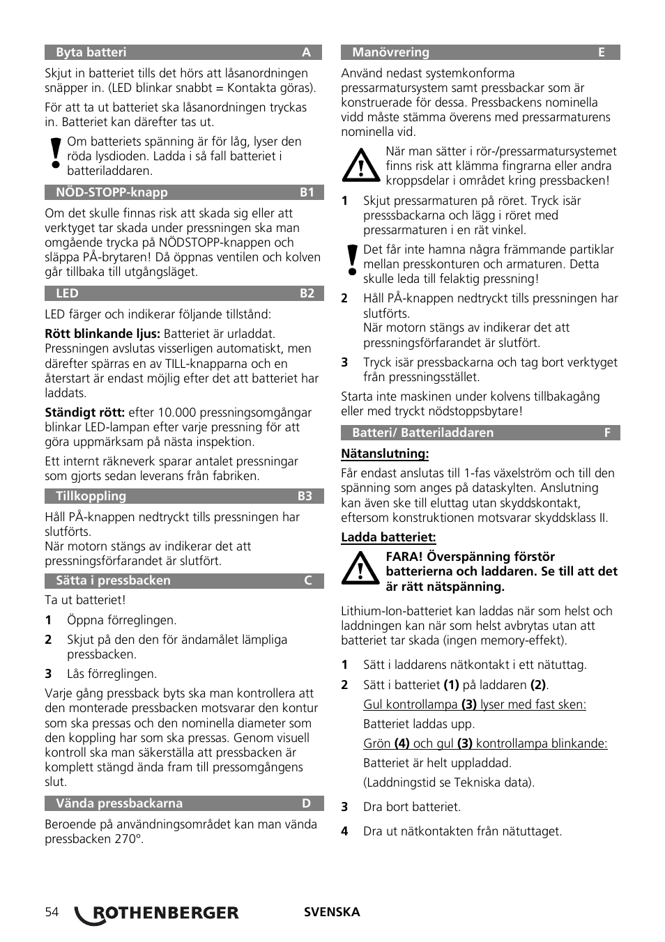 ROTHENBERGER ROMAX Compact User Manual | Page 60 / 132