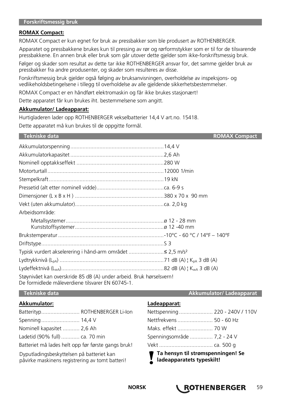 ROTHENBERGER ROMAX Compact User Manual | Page 65 / 132