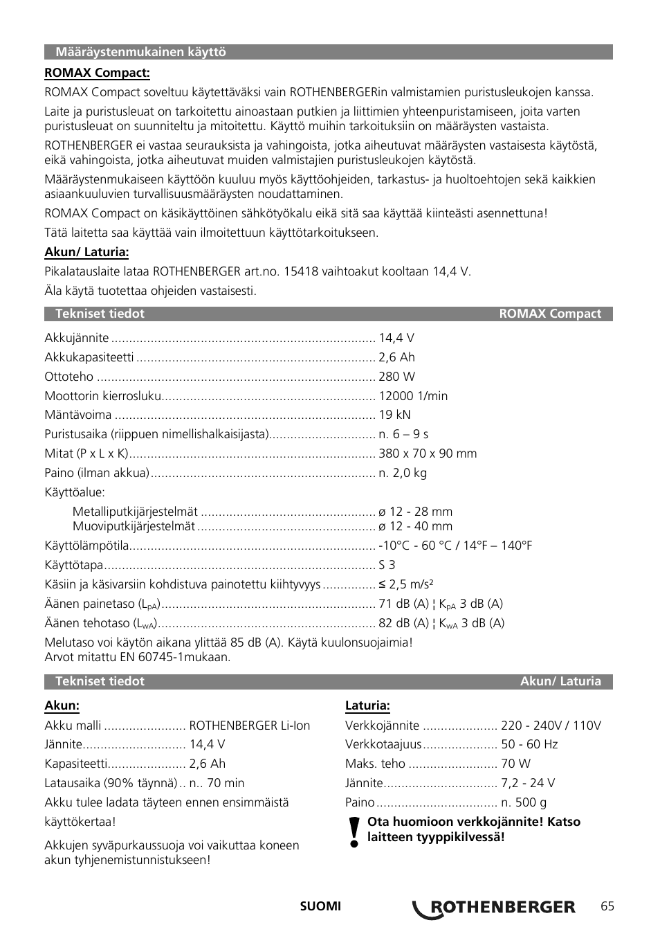 ROTHENBERGER ROMAX Compact User Manual | Page 71 / 132