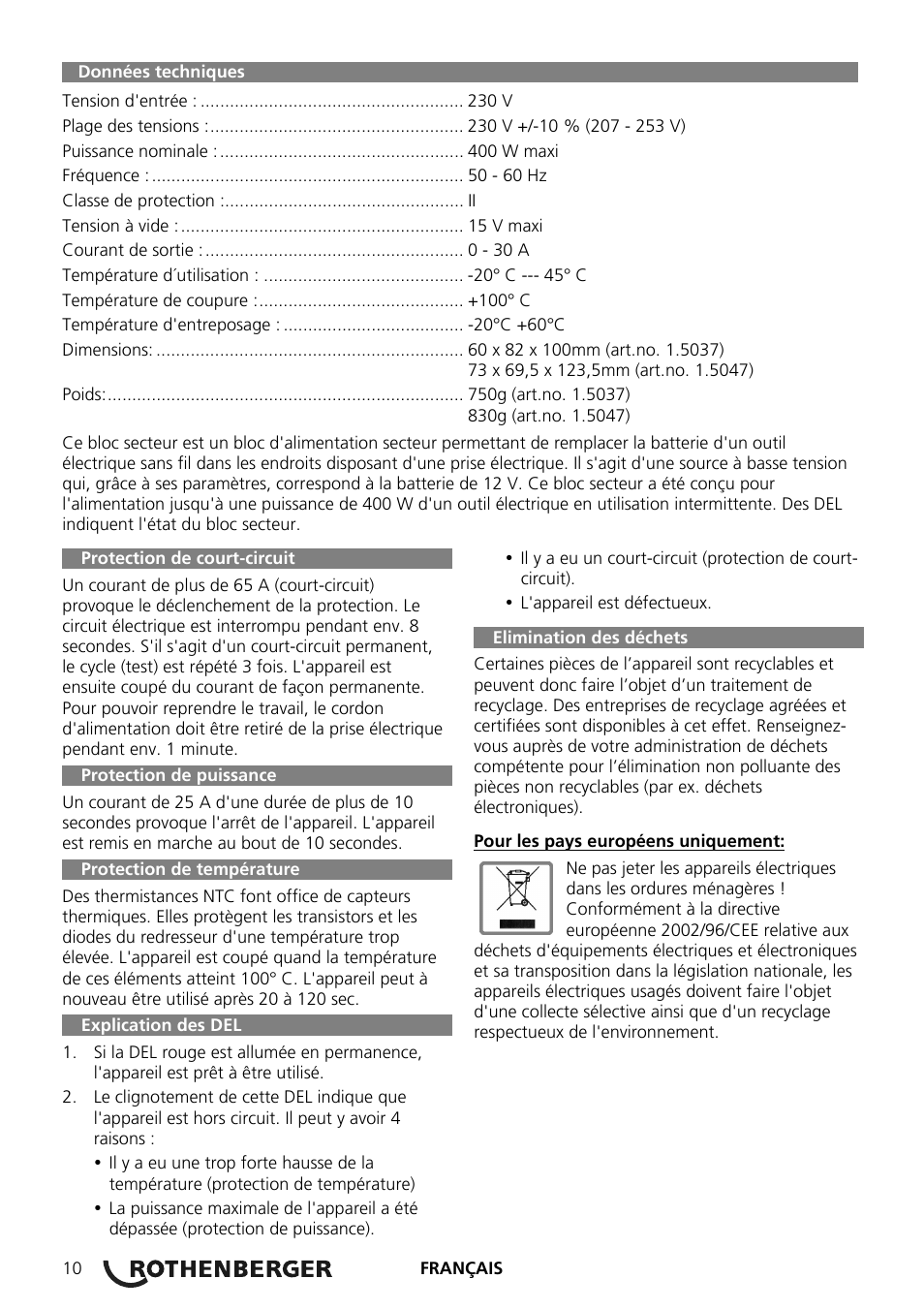 ROTHENBERGER ROMAX Compact Schaltnetzteil 230 V User Manual | Page 12 / 64