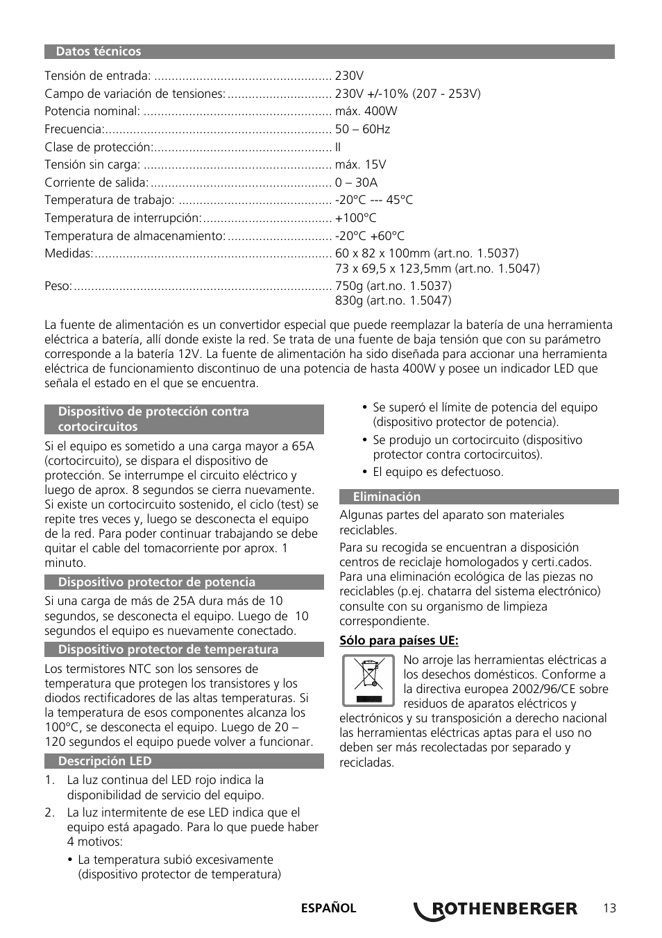 ROTHENBERGER ROMAX Compact Schaltnetzteil 230 V User Manual | Page 15 / 64