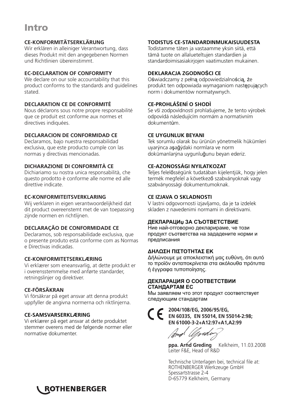 Intro | ROTHENBERGER ROMAX Compact Schaltnetzteil 230 V User Manual | Page 2 / 64