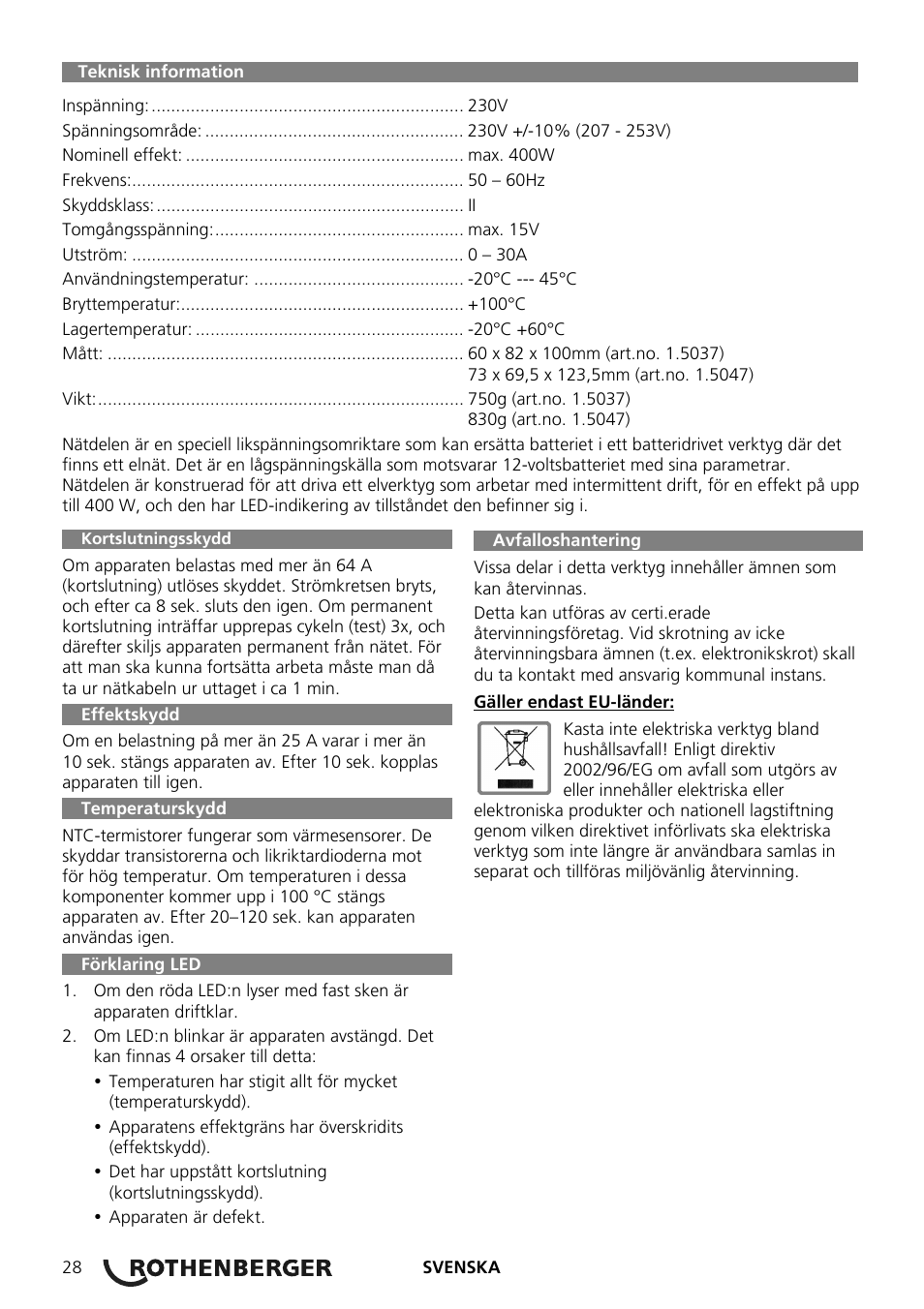 ROTHENBERGER ROMAX Compact Schaltnetzteil 230 V User Manual | Page 30 / 64